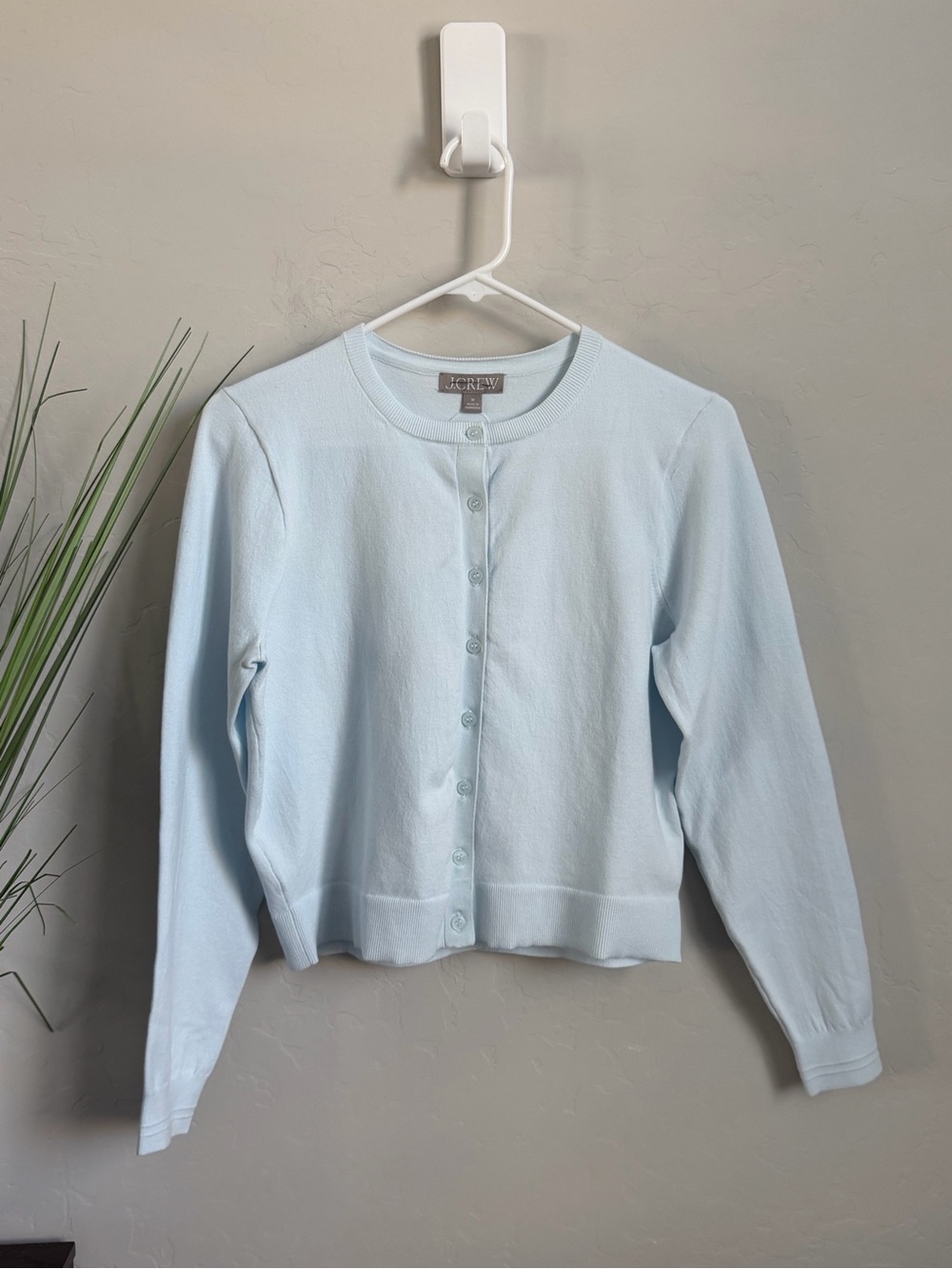 J.Crew Jackie Cardigan Sheer Blue NWT Cotton Blend Crewneck Cardigan M